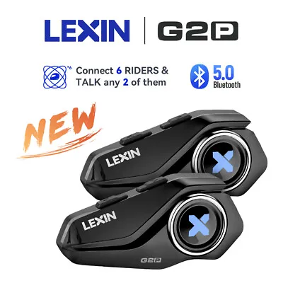 LEXIN G2P Motorcycle Intercom Headset Helmet Bluetooth Speaker FM 6Riders 2KM • $59.99