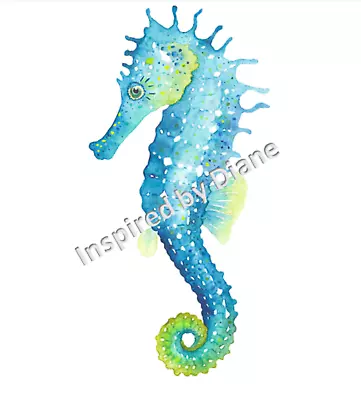 £5.99 • Buy Handmade Transparent Sticker From Painted Wall Art, Decal, Blue Sea Horse / 019