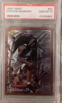 1996-97 Topps Finest Stephon Marbury RC #62  PSA 10 GEM MT • $59.99