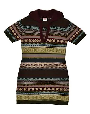 RAINBOW Womens Jumper Dress UK 12 Medium Multicoloured Fair Isle AV05 • £20.16