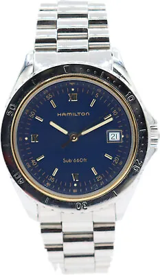 Vintage 38mm Hamilton 9744A Sub 660ft Men's Quartz Wristwatch Steel W Bracelet • $290