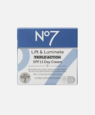 No7 Lift & Luminate TRIPLE ACTION Day Cream SPF15 50ml New Boxed  • £16.95