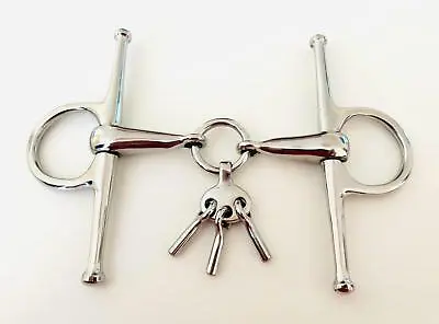 FULL CHEEK SNAFFLE BREAKING HORSE BIT WITH KEYS STAINLESS STEEL (UK Stock) • £18.25