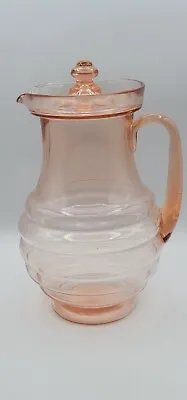 Vintage Peach Pink Depression Glass Pitcher With Lid  • $65
