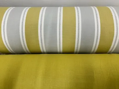 Stripe Ticking Curtain Fabric By Romo Linen Look Material Upholstery 140 Cm Wide • £2.99