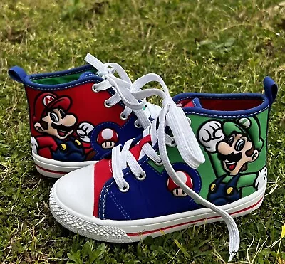 Super Mario Brother’s Mario & Luigi Kids Nintendo Sneaker Shoes Lace Up Size 11 • $24.99