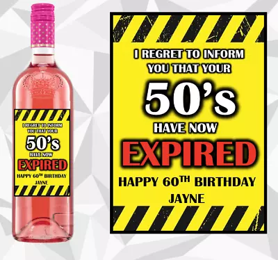 £2.99 • Buy Personalised 60th Wine Bottle Label Birthday Mum Dad Grandad Nan Friend BG