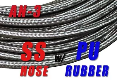 AN-3 AN3 3AN (1/8 ) Stainless Steel Braided Fuel Hose Oil Brake Line 5ft • $27.37