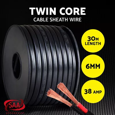 6MM Twin Core Wire Electrical Cable Electric Extension 30M Car 450V 2 Sheath • $89.95