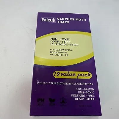 12 PCK Faicuk Clothes Moth Traps With Pheromone Attractant For Closet And Carpet • $19.98