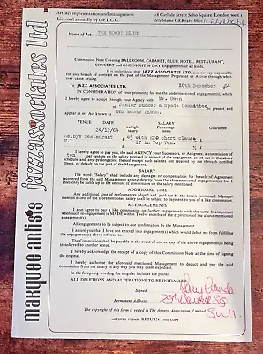 Moody Blues - 1964 Signed Performance Contract -  Go Now  In The Charts • $195