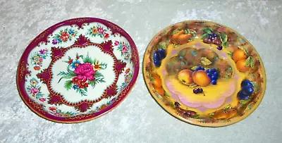 2 PC VTG Daher Decorated Ware Fruit Floral Tin Dish Plate England 10  MCM 1971 • $14.99