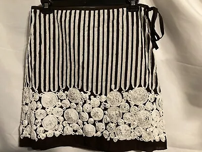 NEW Max Edition Petite Women Sz LP Brown W/ White Textured Floral Stripes Skirt • $24.99
