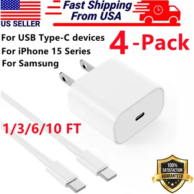 4 Pack Super Fast USB C Charger Universal Type C Cable Data SYNC For 15 Pro Max • $5.99