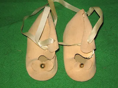 Vintage Ecru Cloth Doll Shoes- 1970s 1 1/4  X 2 1/2  New Old Stock • $15