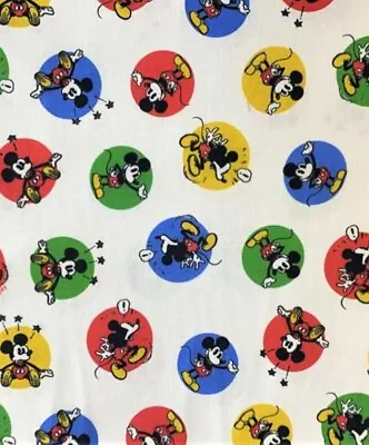 0.5 Mtr LITTLE JOHNNY  DISNEY  MICKEY MOUSE STICKERS 100 % Cotton FabriC 60 W. • £5