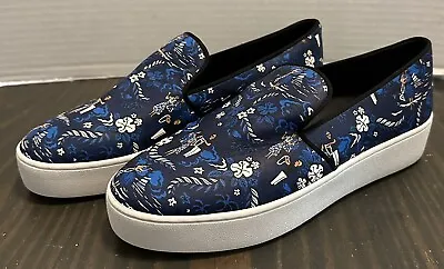 MICHAEL KORS Slip On Sneakers JANELLE Blue Floral Hawaiian Women’s Size 8 • $31.50