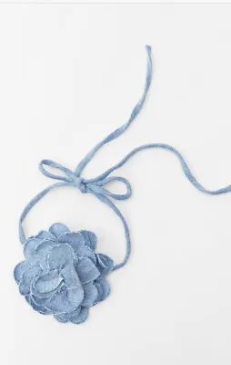 $37.50 • Buy Zara Denim Flower Necklace 3183/202