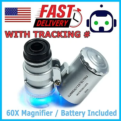 60X Magnifying Loupe Jewelry Jewelers Pocket Magnifier Loop Eye Glass Led Light  • $5.75