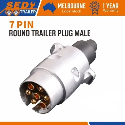 $11.69 • Buy 7 Pin Male Round Trailer Plug Metal Slim Adapter Connector Caravan Boat Part