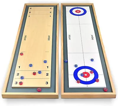 GoSports Shuffleboard And Curling 2 In 1 Table Top Board Game With 8 Rollers • $59.99