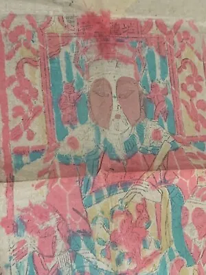 Antique Chinese Coloured Print On Rice Paper - Religious Folk Art - God Of City • £99.99