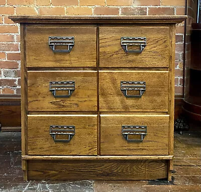 Antique Apothecary Cabinet 6 Drawer Oak Industrial Hardware Store Island Table • $750