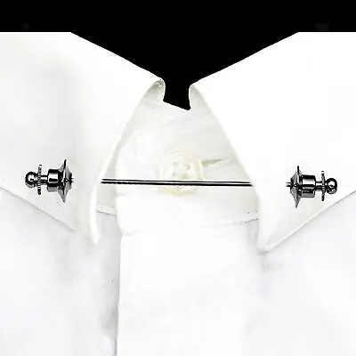 Classic Shirt Collar Bar Tie Pin For Men 70mm Copper Gift Suit Brooch For • £6.88