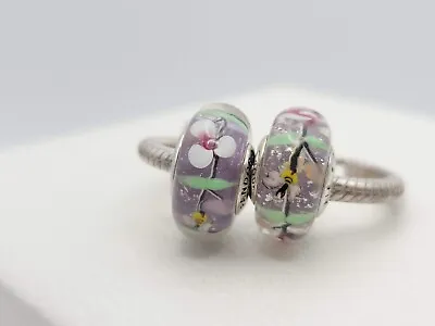 Authentic Pandora Flowers Bee Garden Butterfly Murano Glass Charms • $25.99