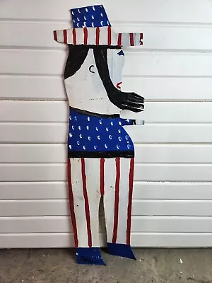 R A Miller Uncle Sam Metal Painting On Metal Cut Out Outsider Art Folk Art • $550