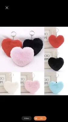 4 Packs Love Fancy Soft Ad For Spray Holder Wallet Bulk Cute  Fur Heart Keychain • £4.81