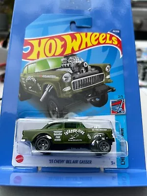 Hot Wheels '55 Chevy Bel Air Gasser Triassic Five #43/250 Green Long Card • $4.99