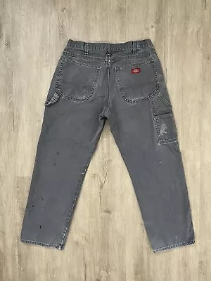 Vintage Dickies Carpenter Cargo Pants 33x30 Mens Distressed Gray Work Chore Y2K • $19.89