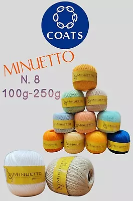 COATS CUCIRINI Art. Minuet Crochet Cotton Record 8 100G-250G 100% Cotton • £6.18