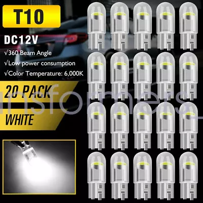 20 X T10 194 168 W5W 2825 COB LED License Plate Interior Light Bulbs 6000K White • $3.09