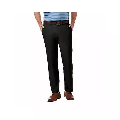 Haggar Mens Cool 18 Pro Straight Fit Flat Front Casual Pant Black 34 X 30 • $27.74