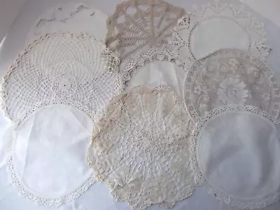 Vtg Lot 9 Medium Crochet Doily Cut Drawn Work Embroid Linen Cotton 10in 11in • $29.99