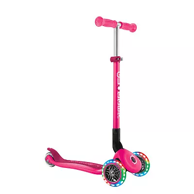 Globber PRIMO Foldable Lights 3 Wheel Scooter - Neon Pink • $149