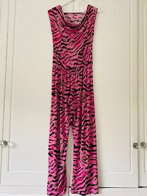 Pink Animal Print Cowl Neck Jumpsuit M Or 12 Playsuit Summer Holiday Glam Party • £22.98