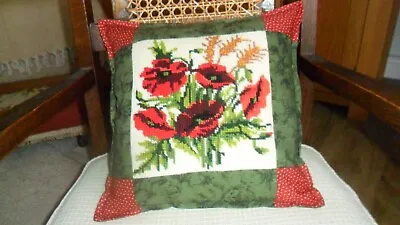 Cushion Wool Tapestry Needlepoint & Patchwork Handmade 14in.  New.  COVER ONLY • £12