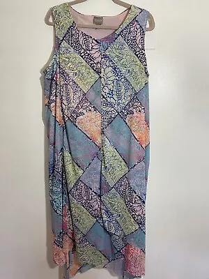 Chico's Womens Puzzle Layered Mesh Maxi Dress Size 3 Large Sleeveless Blue Coast • $34.99