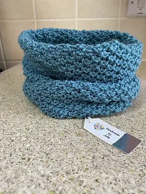 Women’s Hand Knitted Storm Blue Cowl/Snood/Neck Warmer/Scarf New With Tags. • £5.99