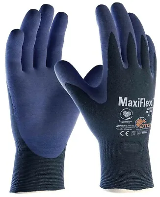 MaxiFlex Elite 34-274 Nitrile Foam Palm Work Gloves Lightweight & High Dexterity • £4.60