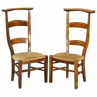 Pair Of Circa 1840 Hand Carved Prie Dieu High Back Prayer Chairs Original Bases • £600