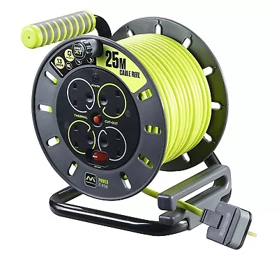 Masterplug OMU25134SL-PX 25 M 4 Socket Electrical Cable Reel With Safety Thermal • £36.99