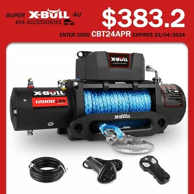 X-BULL 4X4 Electric Winch 12V  12000lb Synthetic Rope 26m Wireless Remote 4WD • $479