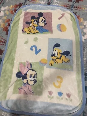 Disney Mickey Mouse Minnie Pluto Blanket Soft Plush 123 Ball Tulips Baby Warm • $59.49