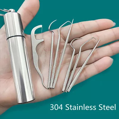 8 Pcs Stainless Steel Toothpicks Pocket Set Reusable Portable Metal Toothpicks • $12.50