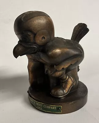 Vintage 1950s University Of Iowa Hawkeye Mascot Figural Bronze Bank • $499.99