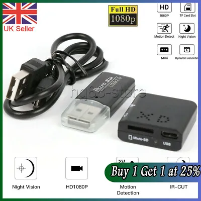 1080P Mini Hidden Spy Camera HD Micro Home Security Cam Night Vision Motion UK • £9.57